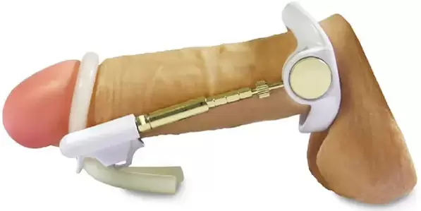 Extender a device for enlarging the penis according to the stretching principle. 