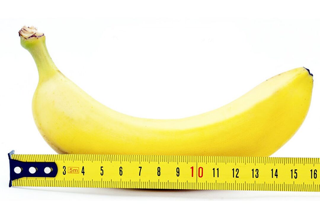 a banana with a ruler symbolizes the size of the penis after surgery